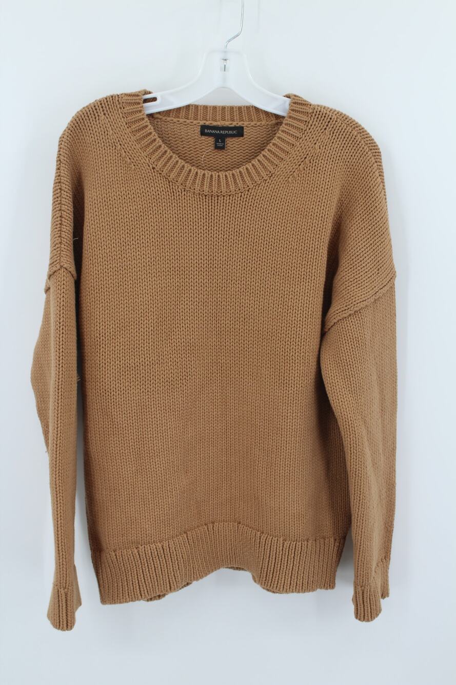 Banana Republic chunky oversized crewneck sweater Camel Brown Womens Large